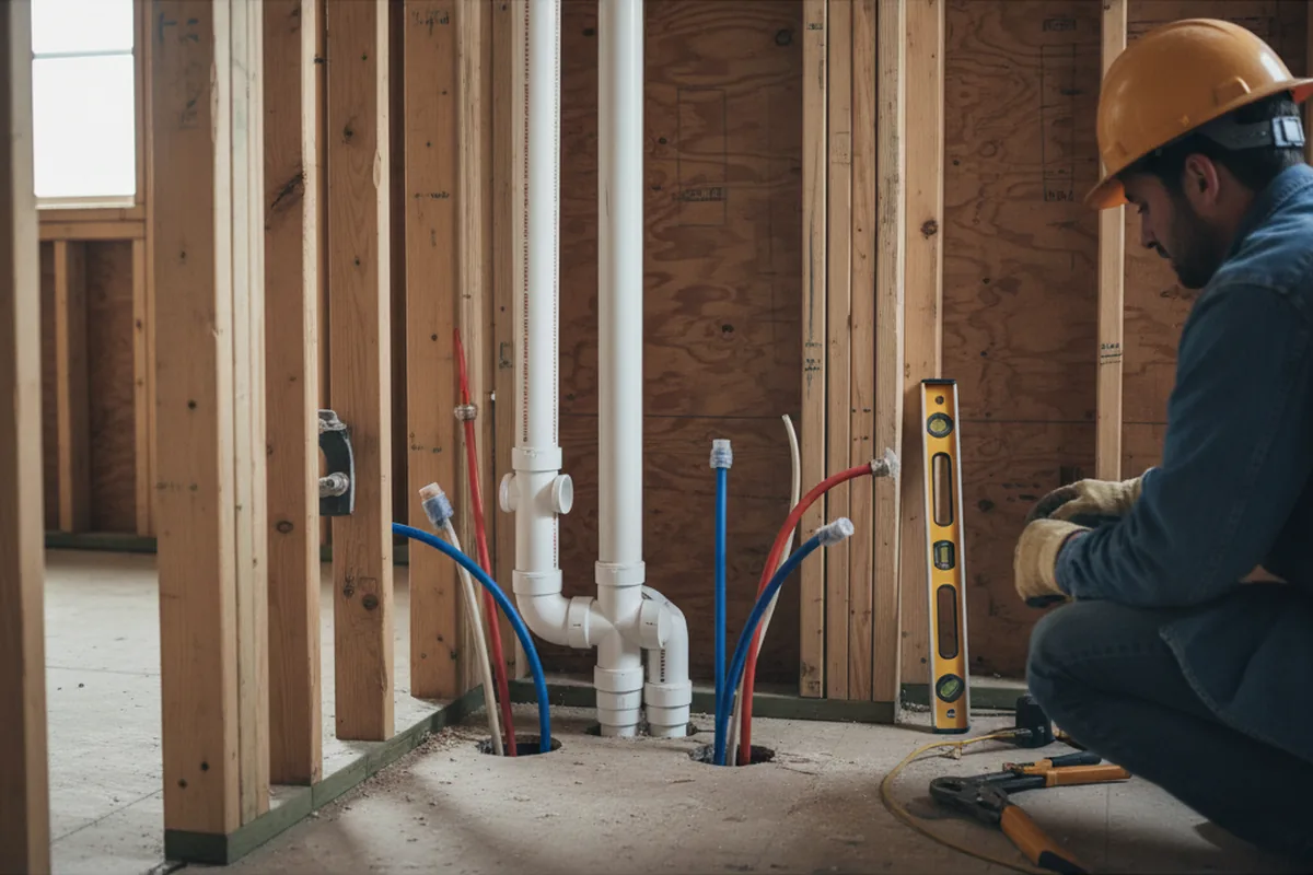 Drain and supply rough-in during Toilet Repair and Installation in Belle Rose